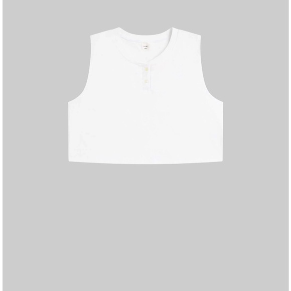 NWT LESET Margo Sleeveless Henley in white - large - Picture 4 of 5